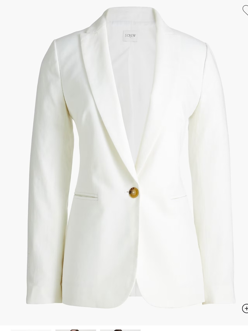 J. Crew Factory NWT Parke Blazer Linen Cotton White Flat Pocket Jacket 8